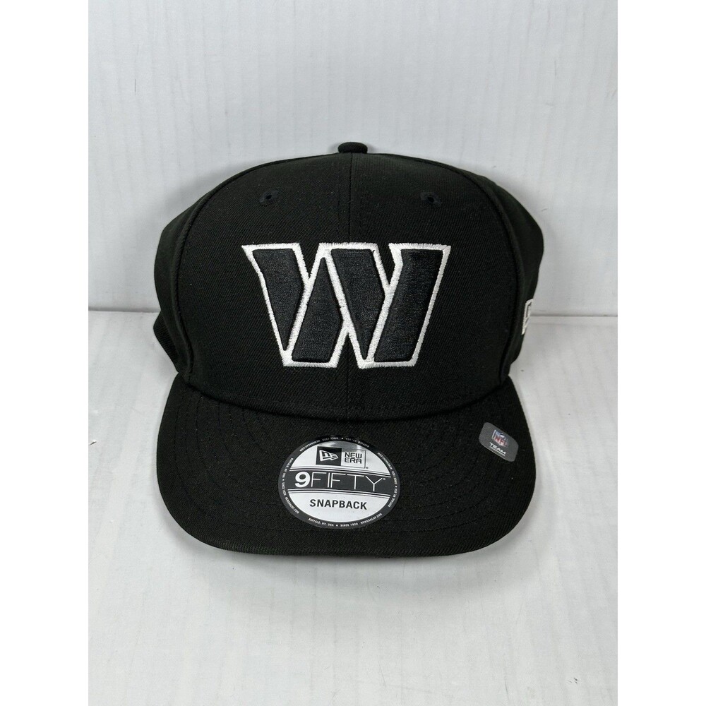 New Era Washington Commanders Black White Logo 9FIFTY Adjustable Snapback Hat